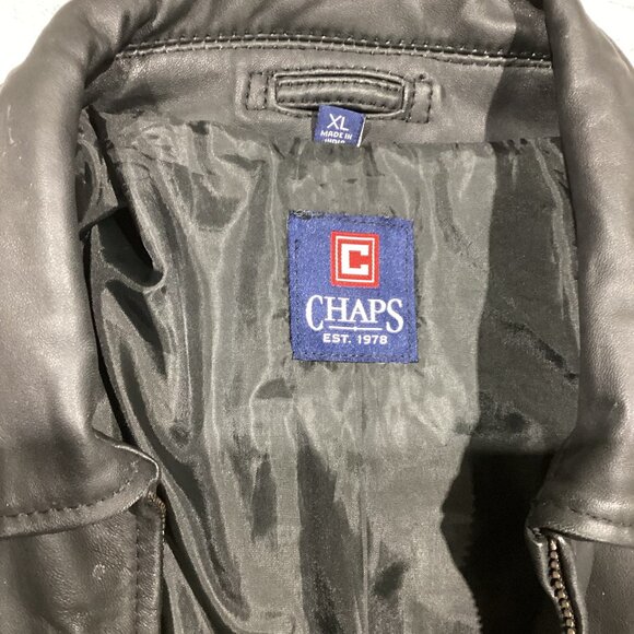 Chaps Ralph Lauren Black Leather Zip Jacket – Men’s - Picture 2 of 6